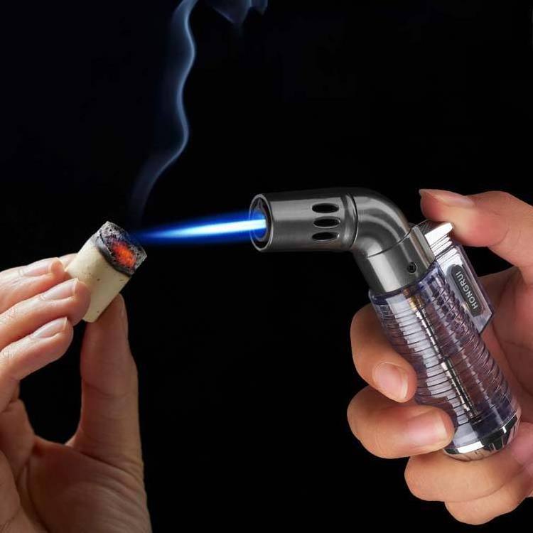 Wholesale Custom Adjustable Single Jet Flame Cigar Gas Torch Lighter Blue Windproof Refillable Fuel for Smoking Use