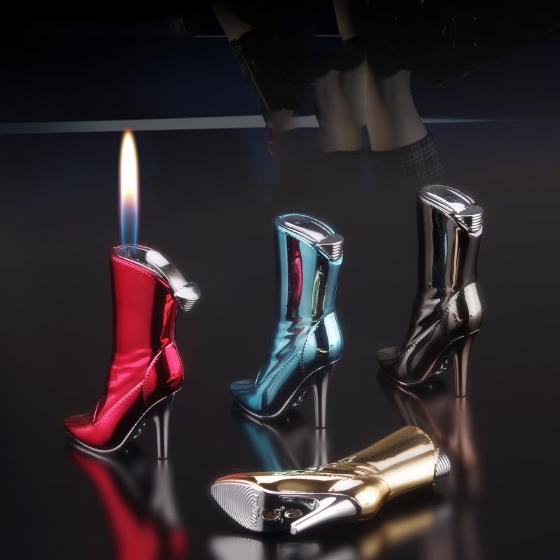 Wholesale Creative personality Womens High Heel Shaped Butane Refillable Gas Lighter For Women