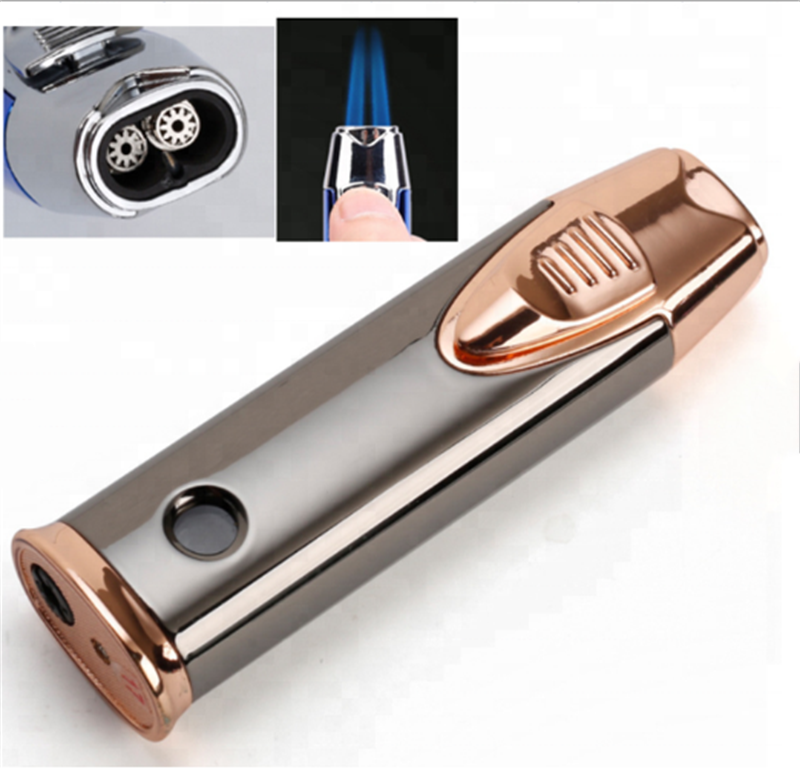 Portable Butane Torch Cigarette Lighters Double Fire Jet Flame Creative Modern Design Windproof Gas Lighter