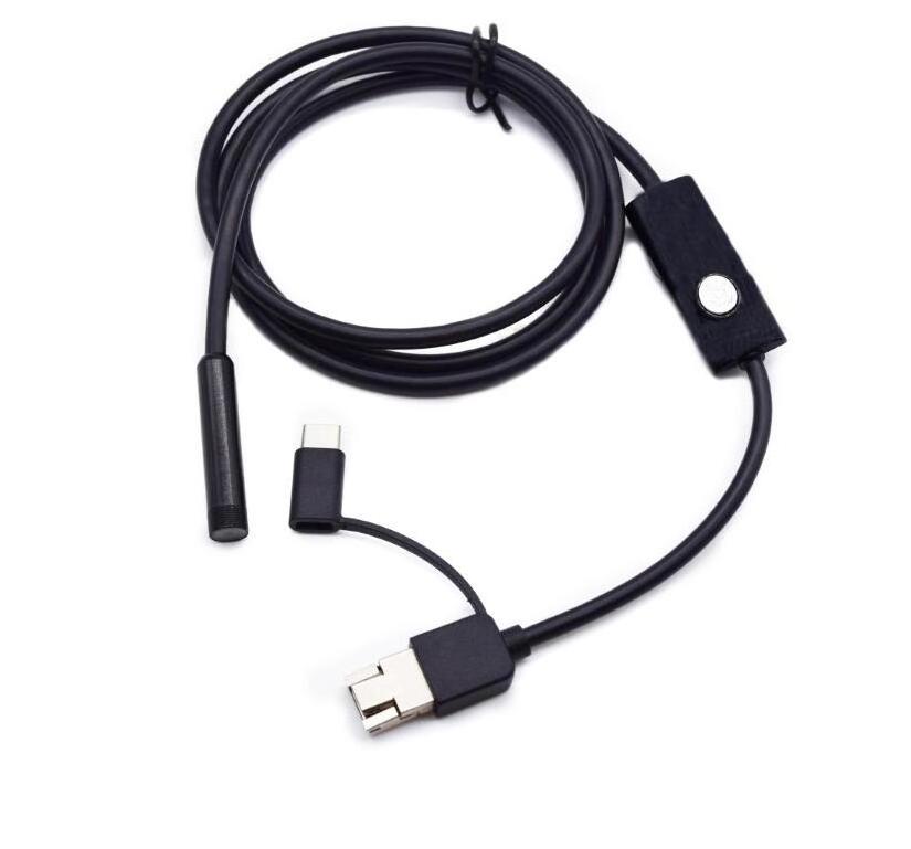 3 In 1 USB Endoscope Camera 5.5mm Lens Inspection Borescope IP67 Waterproof Snake Cam 1M Hardwire for Android PC