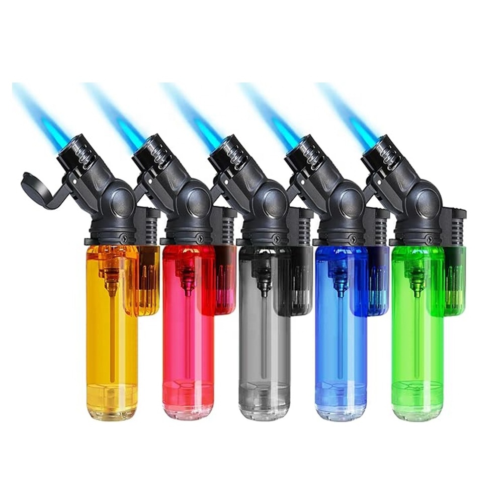 Refillable Butane Lighters Single Jet Flame head Rotatable Butane Gas Torch Lighters  for Candle BBQ Grill