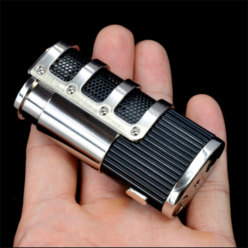 Wholesale Custom Inflatable Triple Jet Flame Cigar Lighter Metal cigar Knife & Refillable Butane Gas  lighter