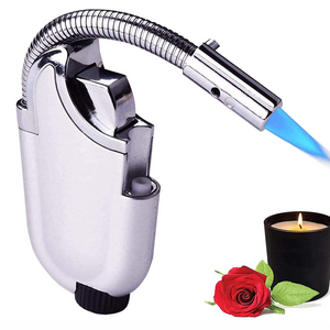 Novelty Design refillable Butane Torch Lighter with Flashlight Gas Jet Style for Kitchen Grill BBQ Camping Candle & Gift Use