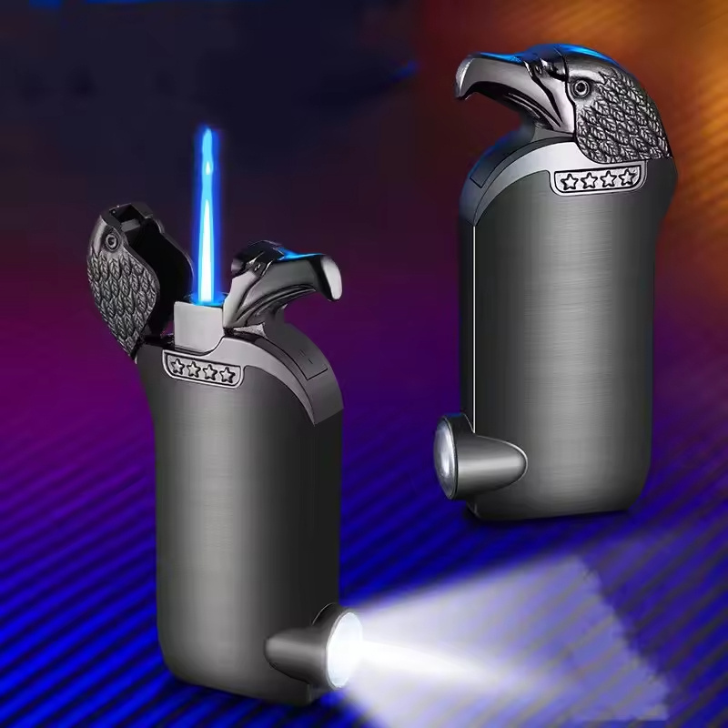 Wholesale Fashion design Creative direct injection inflatable lighter Eagle Head Model Butane Gas cigarette Lighter