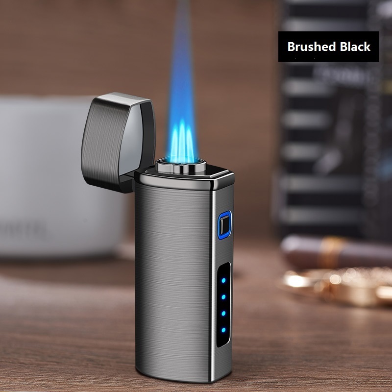 Triple Jet Flame Butane Lighter Cigarette Torch Lighter with Tobacco Cigar Punch Cutter Premium Smoking Accessories & Gifts