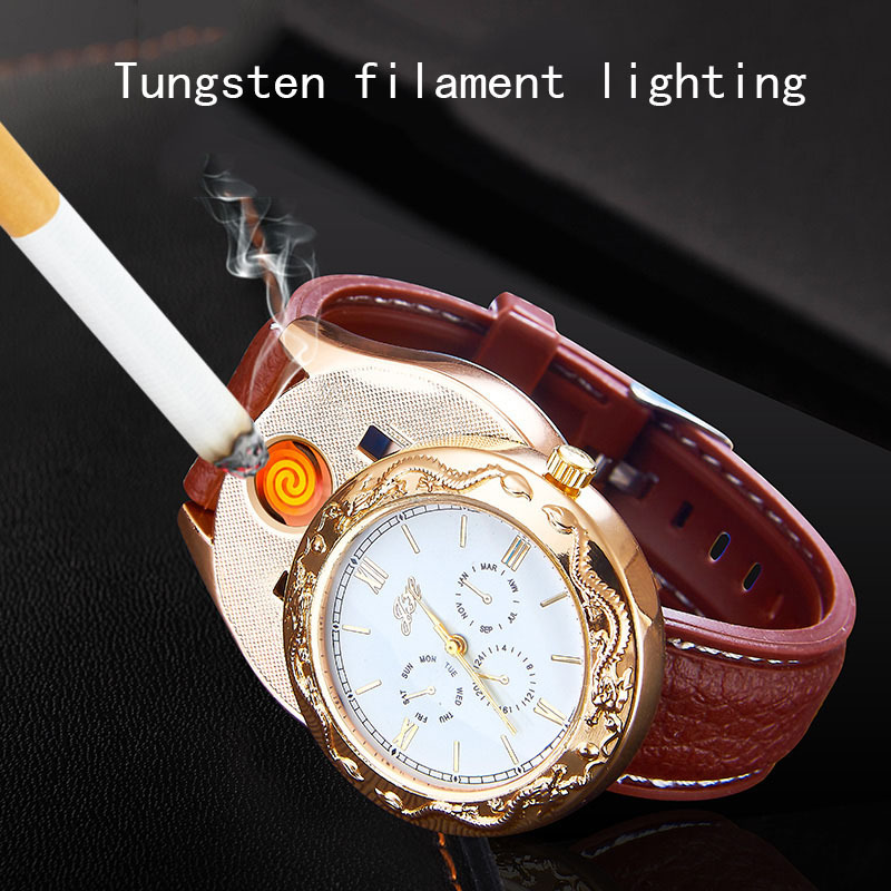 Fashion rechargeable coil heating wrist watch usb lighter