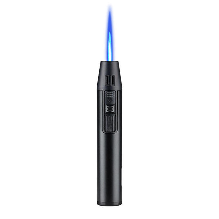 Torch Pen Stick Refillable gas Lighter wholesale windproof blue jet flame torch lighters Custom logo