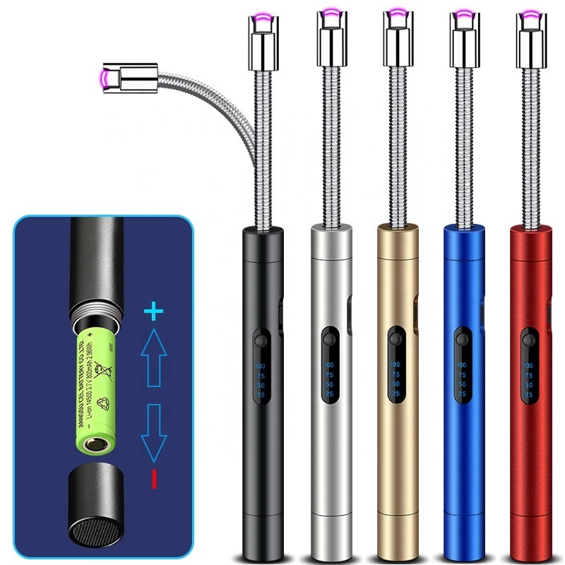 Battery replaceable type-c USB Lighter Long Flexible Rechargeable  Arc Candle Lighter For Kitchen Camping Cooking BBQ