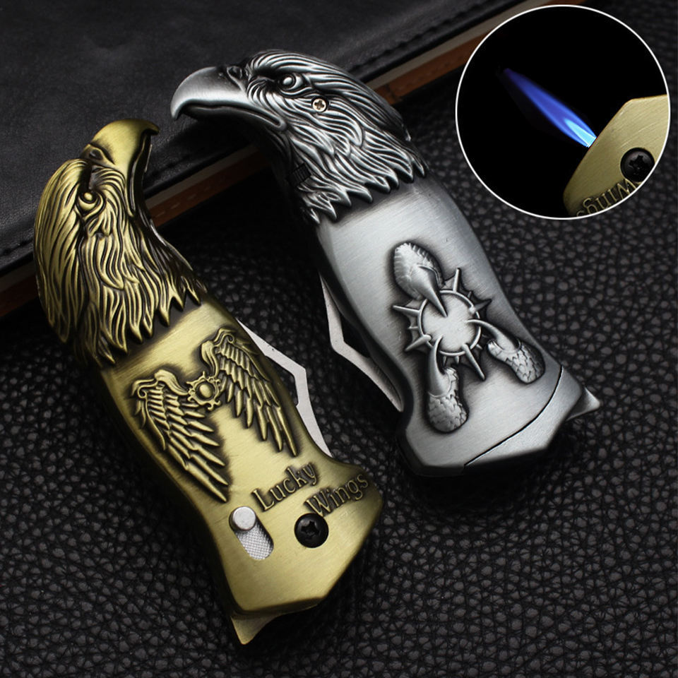 Personality Multifunctional Eagle Head Lighter Cigarette Set Creative Metal Portable Outdoor Windproof Cigarette Lighter