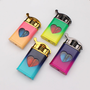 Heart shaped Transparent Visible Gas Lighter Metal Grinding Wheel Open Fire Inflatable Cigarette Lighter