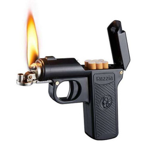 Thick Smoke 6 Packs Two-in-one Gun-shaped Cigarette Box Igniter Personality High-end Open Flame Old-fashioned Kerosene Lighter