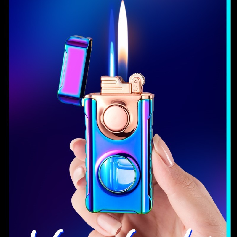 New Transparent Gas Window Butane Lighter with Blue Light Soft and Torch Features for Cigarettes and Gifts Safety Flame Type