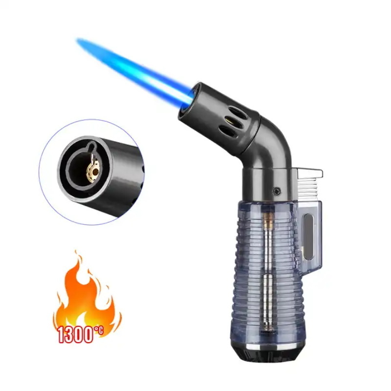 Wholesale Custom Adjustable Single Jet Flame Cigar Gas Torch Lighter Blue Windproof Refillable Fuel for Smoking Use