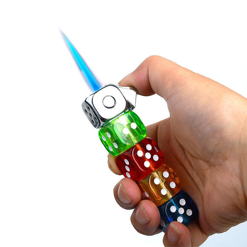 Creative Mini Dice Lighters Funny Personality Butane Gas Flame LED Made of Metal and Alloy Promotional Tiny Cigarette Lighter