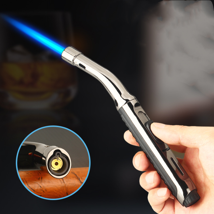 Long Butane Lighter with Visible Window, Adjustable and Refillable Lighter for Kitchen Fireplace Camping Candle Grill BBQ