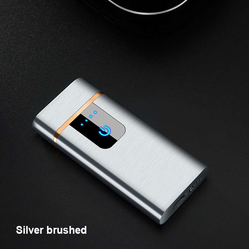 Double Arc USB Metal Rechargeable Lighter Flameless Electric Smoking Lighters with Fingerprint Sensor