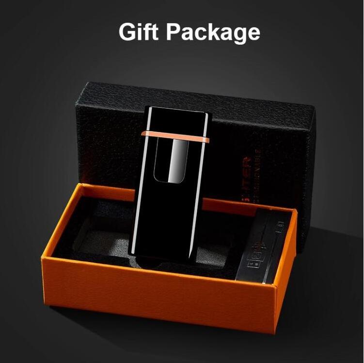 Double Arc USB Metal Rechargeable Lighter Flameless Electric Smoking Lighters with Fingerprint Sensor