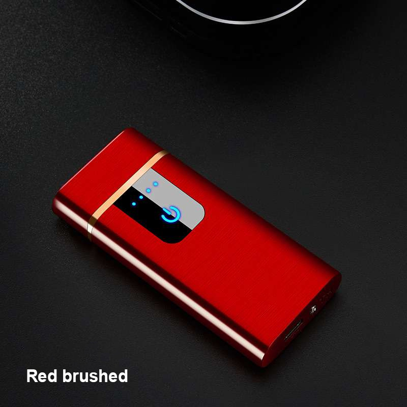 Double Arc USB Metal Rechargeable Lighter Flameless Electric Smoking Lighters with Fingerprint Sensor