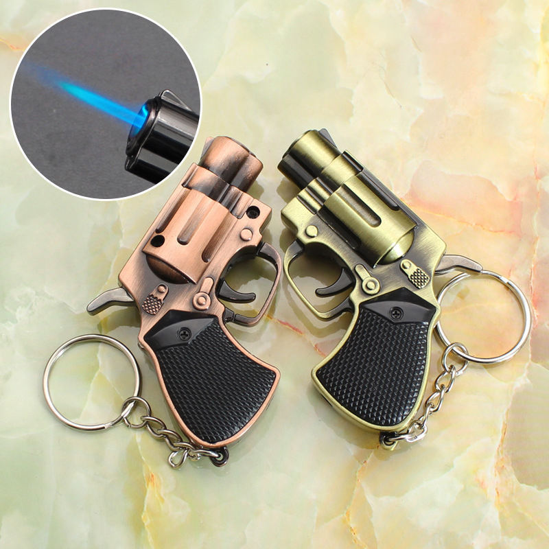 Creative Toy Jet Flame Lighter Keychain Refillable Butane Gas Igniter for Cigars Wholesale Metal Windproof Igniter Cigarettes