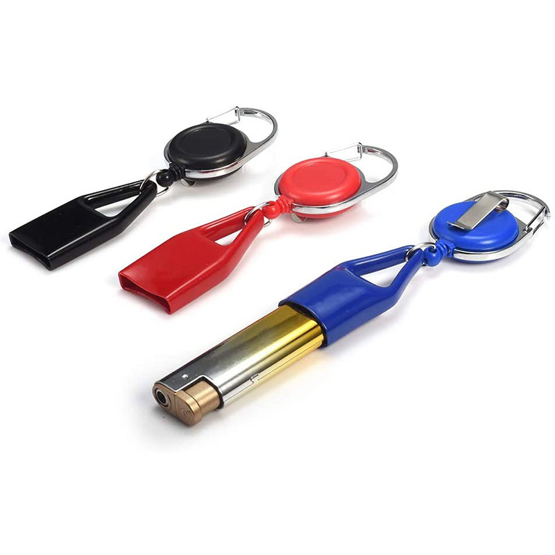 Wholesale Mini Retractable Lighter Holder Keychain Sleeve Electronic Cigarette Cover Case with Back Clips