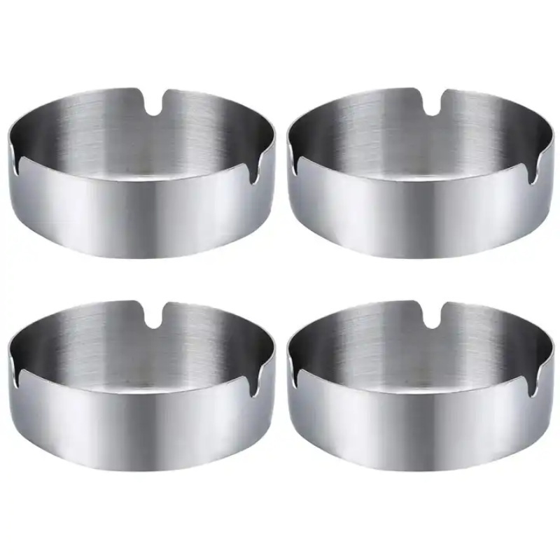 Cigar Ashtray Tabletop Round Stainless Steel Ash Tray Round Stainless Steel Cigarette Ashtray Set for Outdoor and Home