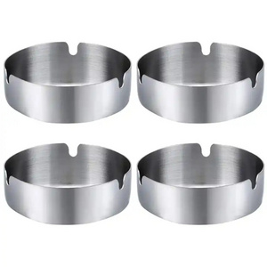 Cigar Ashtray Tabletop Round Stainless Steel Ash Tray Round Stainless Steel Cigarette Ashtray Set for Outdoor and Home