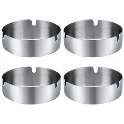 Cigar Ashtray Tabletop Round Stainless Steel Ash Tray Round Stainless Steel Cigarette Ashtray Set for Outdoor and Home