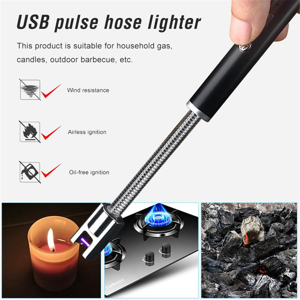 OEM 360 Rotation USB rechargeable cigarette Lighters Long Kitchen Electronic Lighters Windproof Plasma Electric  Lighter