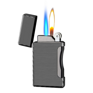 Windproof Cigar Torch Lighter Gradient Color Double Flame Soft/ Jet Flame Switchable Lighter For Men