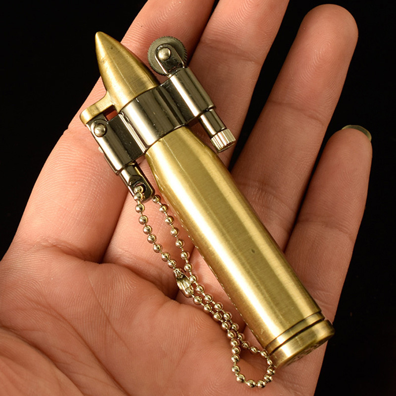 custom metal Cigarette lighter oil refillable golden classic reusable Bullet Kerosene portable RETRO cigar lighters