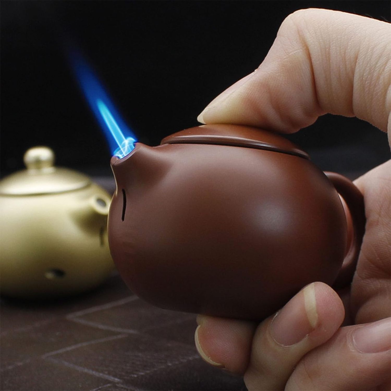 Wholesale Creative Teapot Funny Lighter  Windproof Jet Torch Gas Cigarette Table Lighter