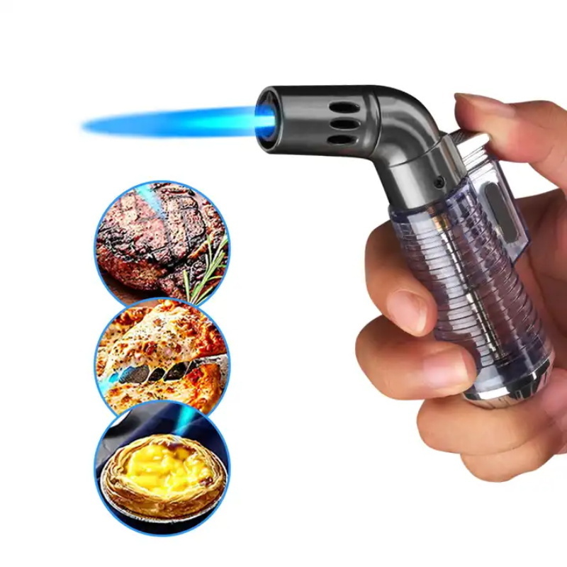 Wholesale Custom Adjustable Single Jet Flame Cigar Gas Torch Lighter Blue Windproof Refillable Fuel for Smoking Use