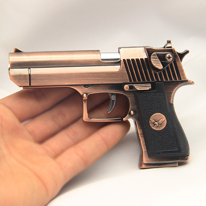 Modern Style Zinc Alloy Pistol Lighter Gun Shaped Butane Torch Toy Model for Cigarette Usage