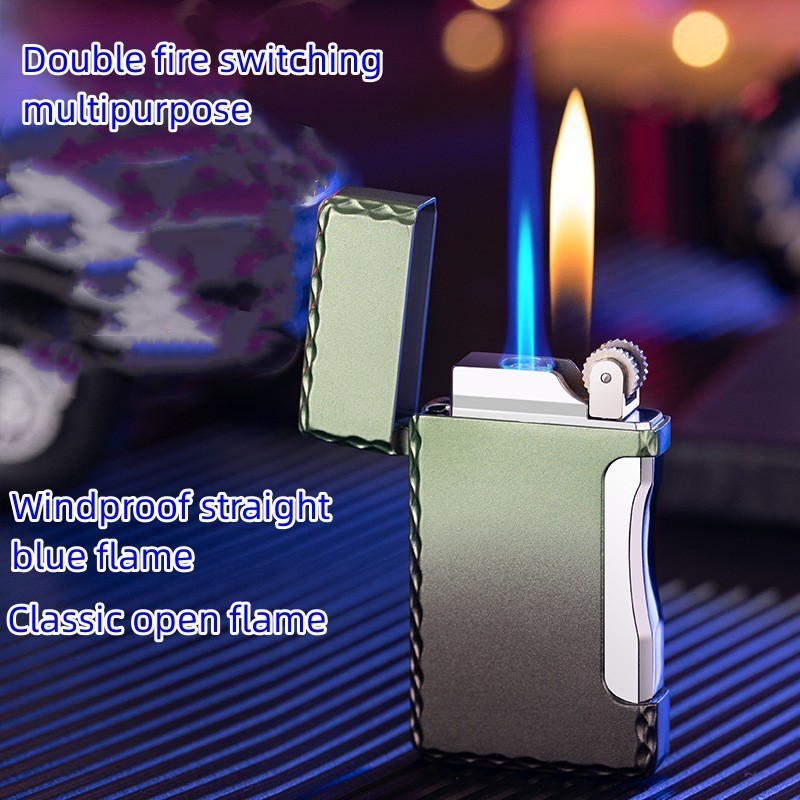 Windproof Cigar Torch Lighter Gradient Color Double Flame Soft/ Jet Flame Switchable Lighter For Men