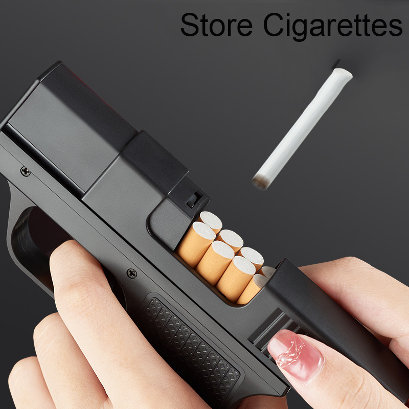 Modern 2-in-1 Blue Flame Torch Gun Lighter and Cigarette Case New Electronic Butane Jet Lighter for Cigarettes