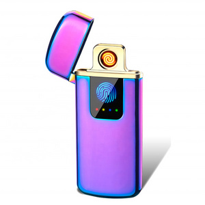 Usb Rechargeable  Lighter Ultra Thin Windproof Flameless Touch Switch Electronic Lighter With Power Indicator