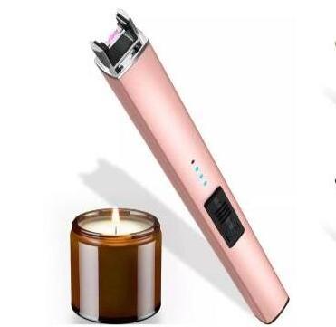 Candle Lighter USB  Rechargeable Electric Arc Lighter Safety Lock Long Lighter