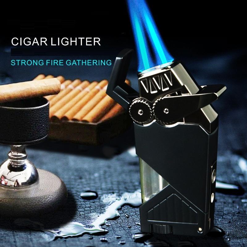 Wholesale Double Flame Jet Lighter CUSTOM LOGO cigar cigarette smoking tools torch cigar lighters