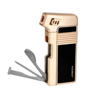 Inflatable lighter creative oblique fire with smoke knife press rod through the needle pipe special retro male lighter wholesale