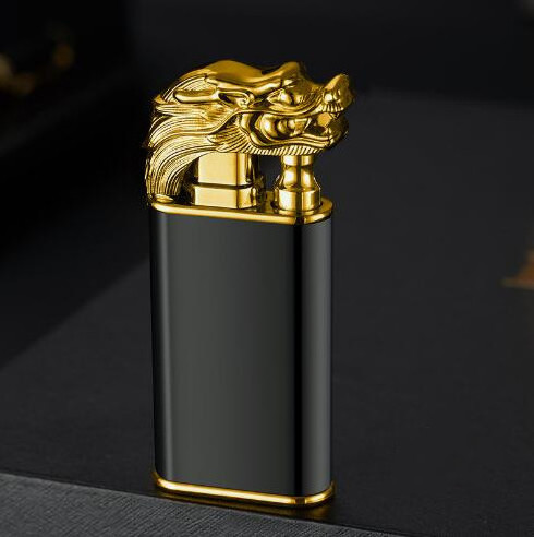 wholesaler fancy custom logo double flame dragon cool smoking cigarette refillable gas torch  lighters