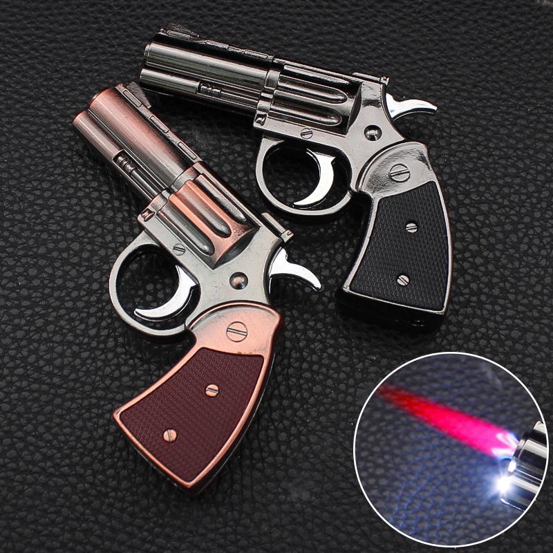 Creative Red Flame Inflatable Windproof Metal Cigarette Pistol Gas Lighter Premium Quality Product