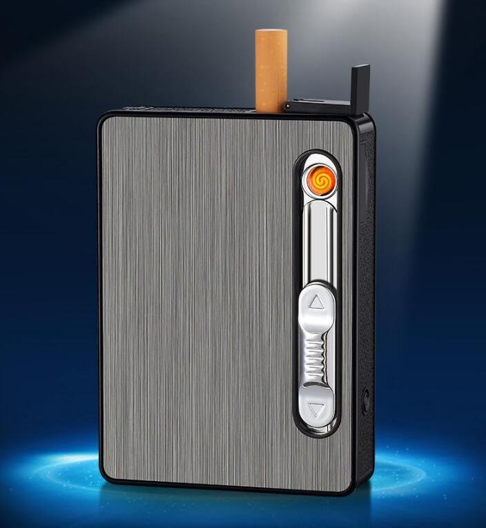 small size automatic open  Cigarette Case With USB Rechargeable Lighter and led light Hold 10 pcs Cigarette