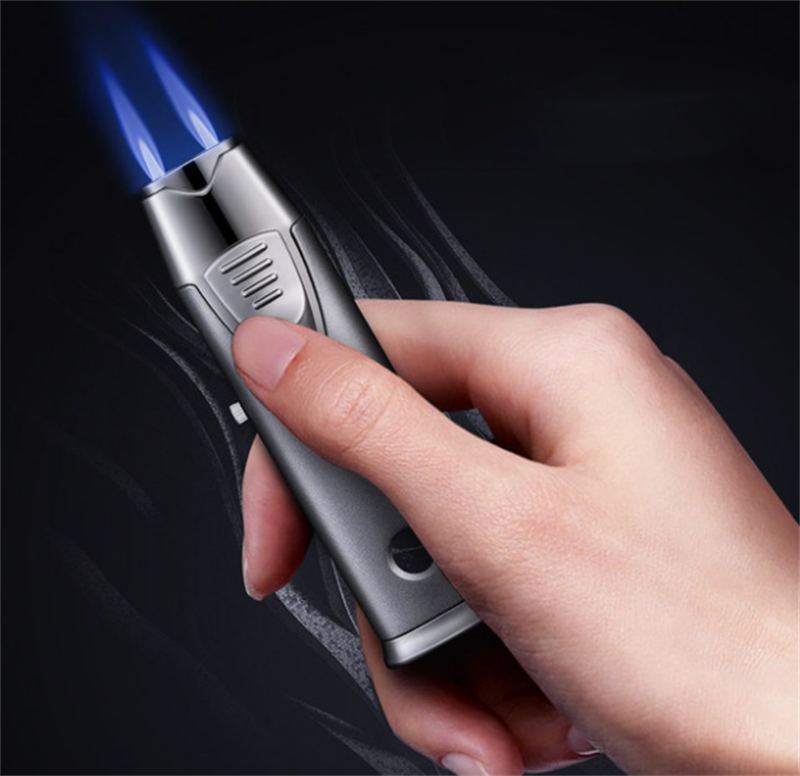 Portable Butane Torch Cigarette Lighters Double Fire Jet Flame Creative Modern Design Windproof Gas Lighter