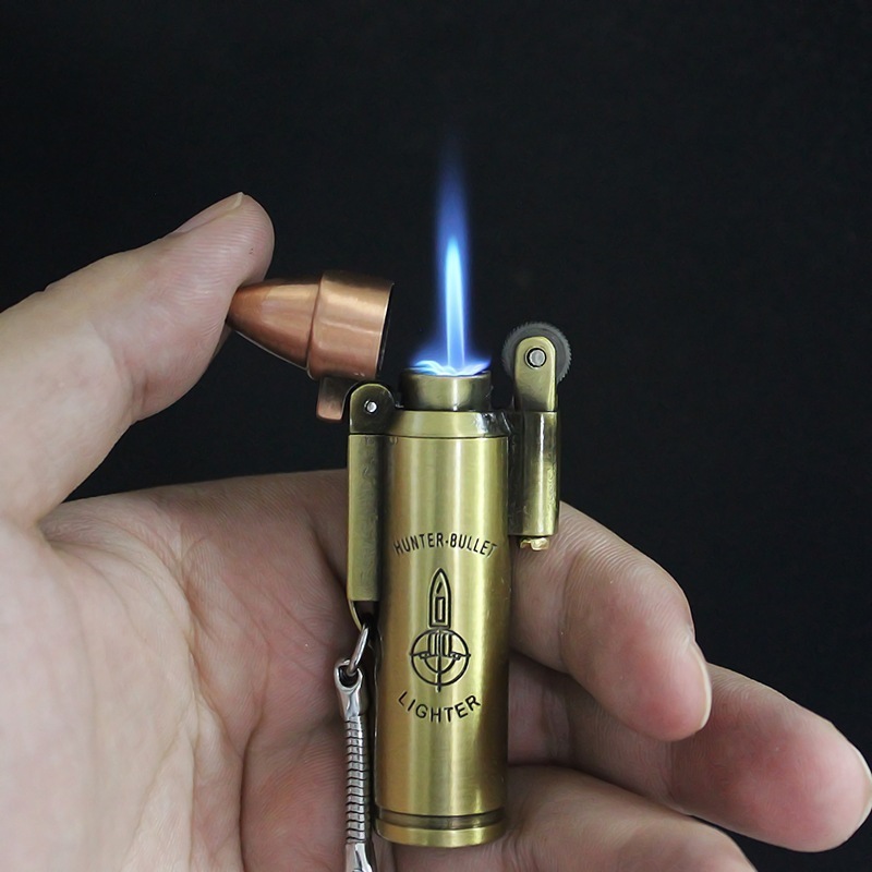 Custom Logo Inflatable Bullet-Shape Gas Jet Lighter Keychain Portable Torch for Cigarette Smoke Torch Usage Creative Design