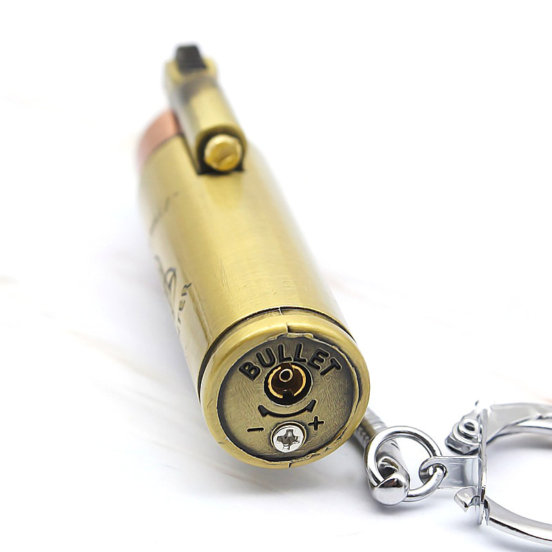 Custom Logo Inflatable Bullet-Shape Gas Jet Lighter Keychain Portable Torch for Cigarette Smoke Torch Usage Creative Design