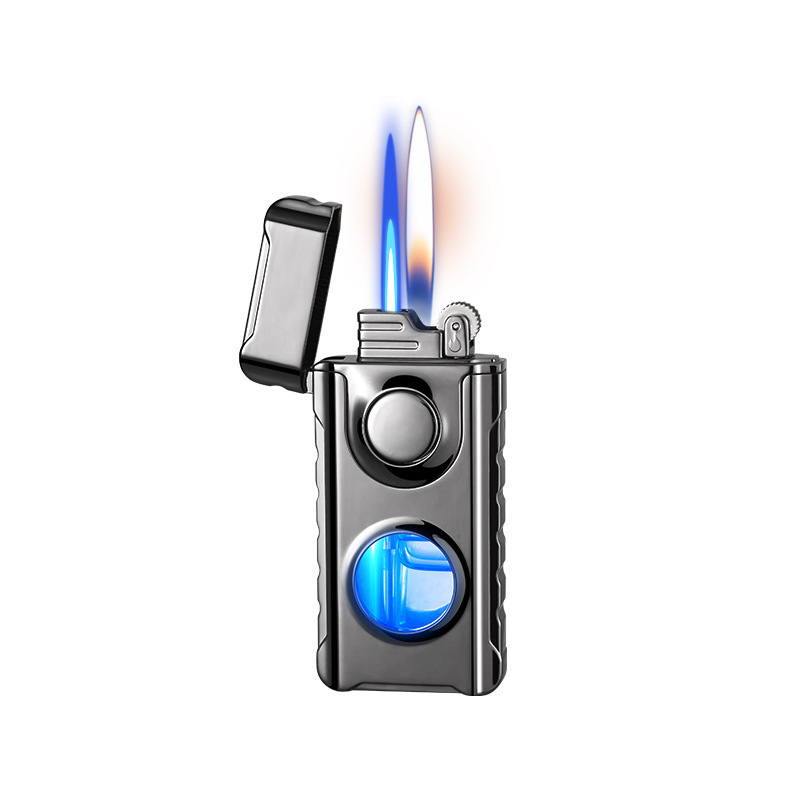 New Transparent Gas Window Butane Lighter with Blue Light Soft and Torch Features for Cigarettes and Gifts Safety Flame Type