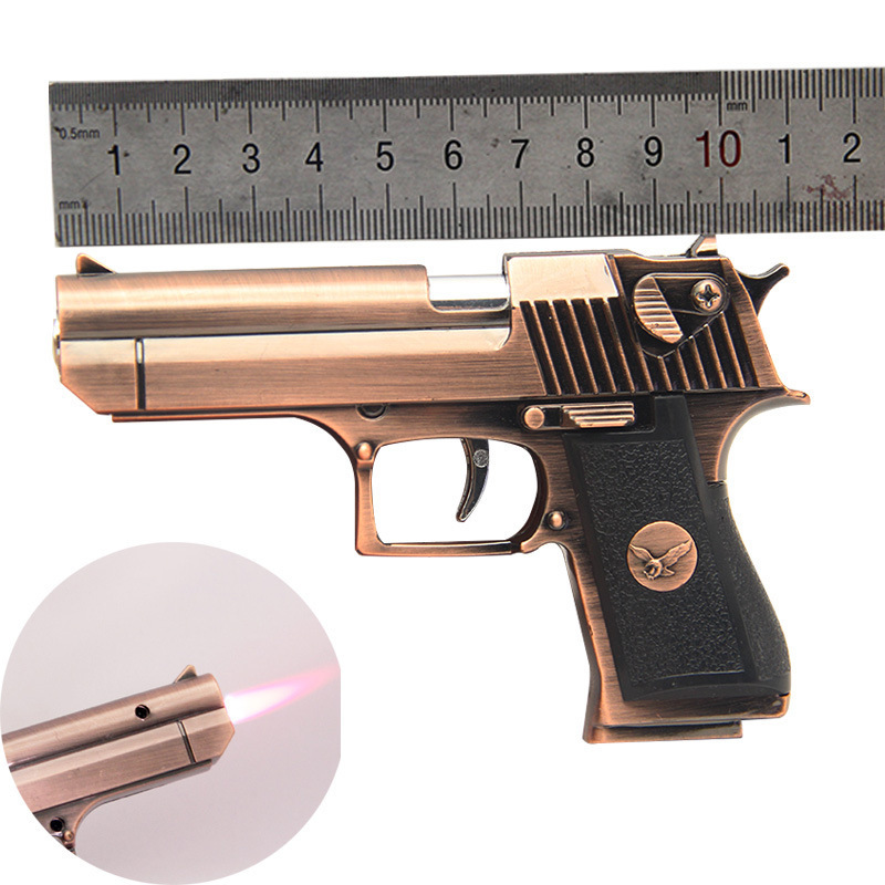 Modern Style Zinc Alloy Pistol Lighter Gun Shaped Butane Torch Toy Model for Cigarette Usage