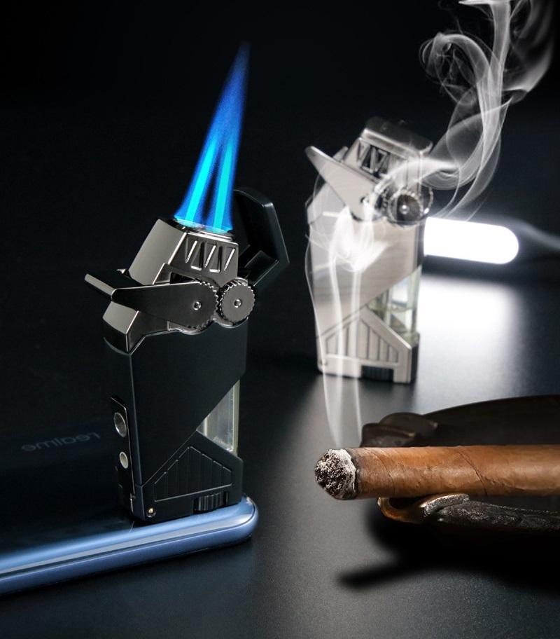 Wholesale Double Flame Jet Lighter CUSTOM LOGO cigar cigarette smoking tools torch cigar lighters