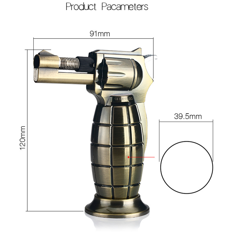 Hot-selling hand grenade direct impact windproof spray gun lighter outdoor barbecue supplies 1300 C welding gun