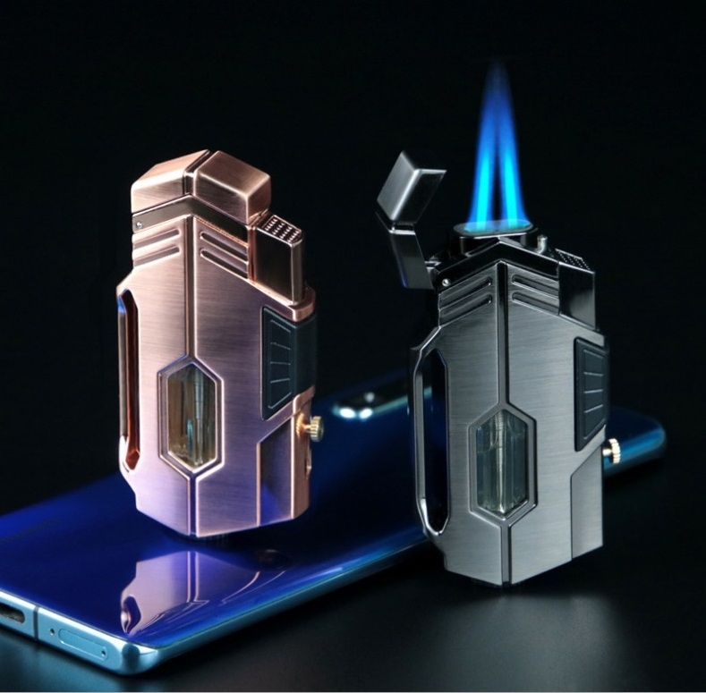 Wholesale inflatable torch lighter  jet flame cigar lighter with cigar knife/refillable butane gas